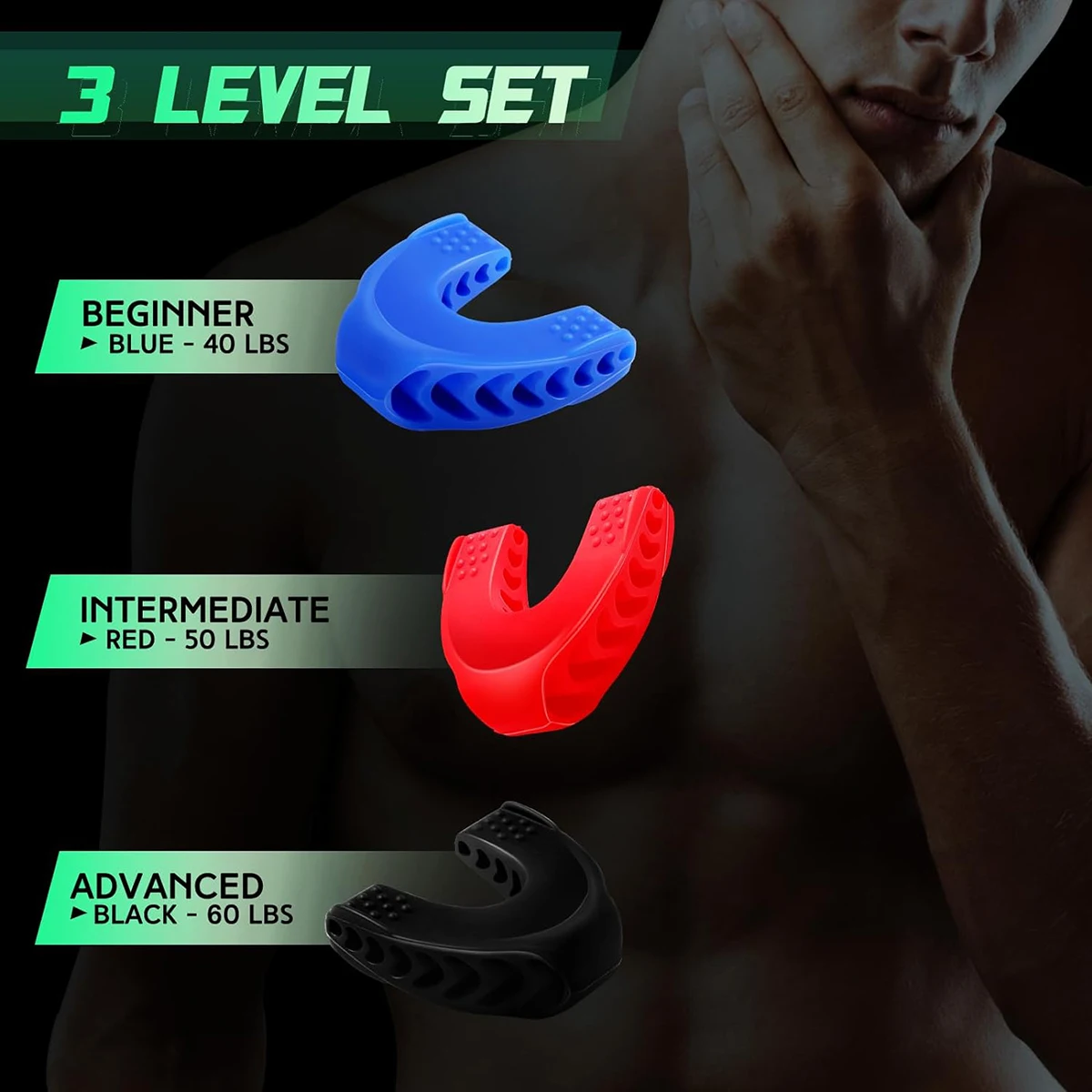 40/50/60lbs Upgraded Jaw Exerciser And Neck Toning, Jawline Exerciser for Men And Women, Face Muscle Trainin Double Chin Reducer