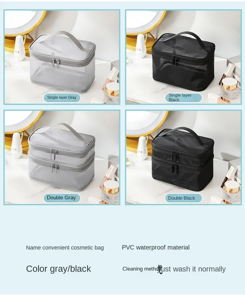 Women's Transparent Mesh Ideal for Cosmetics Makeup and Toiletries Kit for Travel Sales Success Make Up Organizer Bag