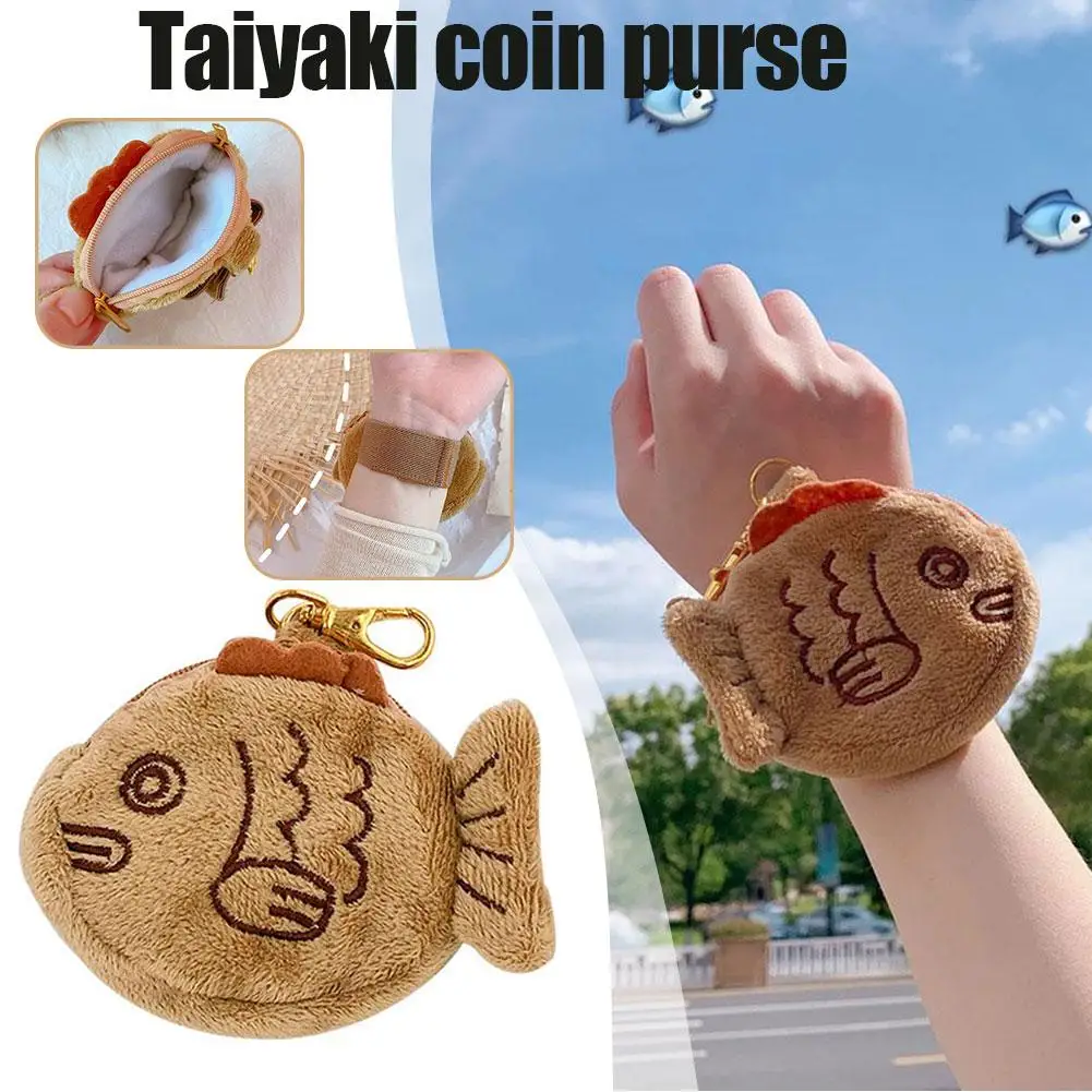 Plush Fish Doll Coin Purse Wrist Bag Mini Cute Zipper Girl Coin Wallet Headset Bag Convenient Small Capacity Storage