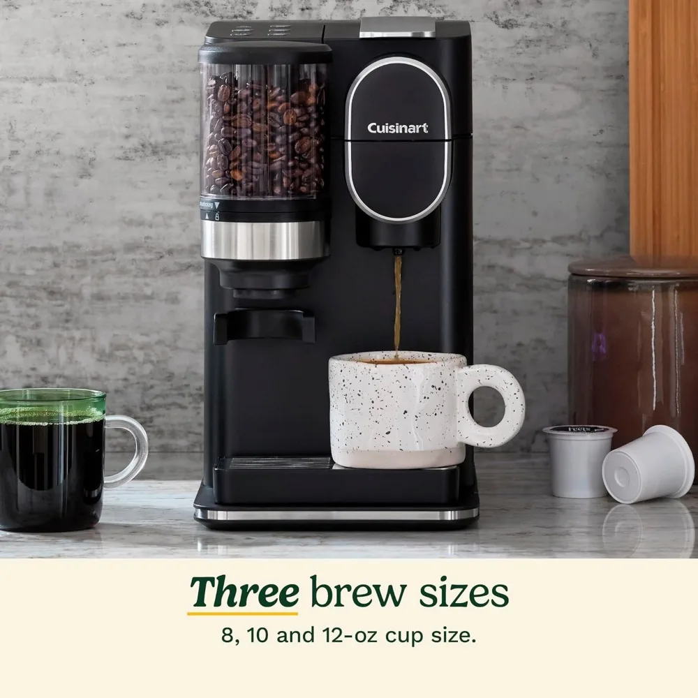 Single Serve Coffee Maker + Coffee Grinder, 48-Ounce Removable Reservoir, Black, DGB-2 4