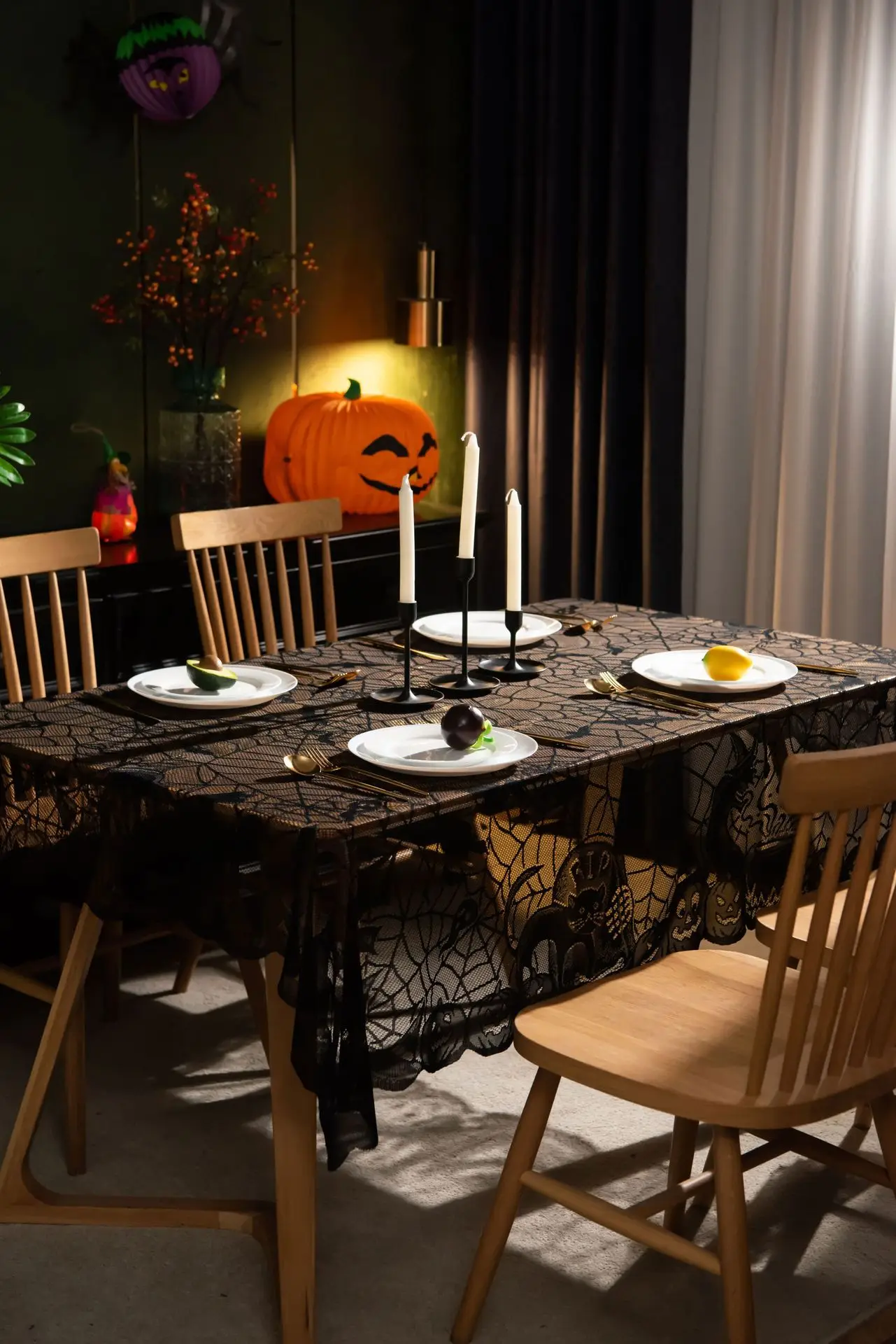 

New Halloween tablecloth Bat pumpkin tablecloth table party decorations