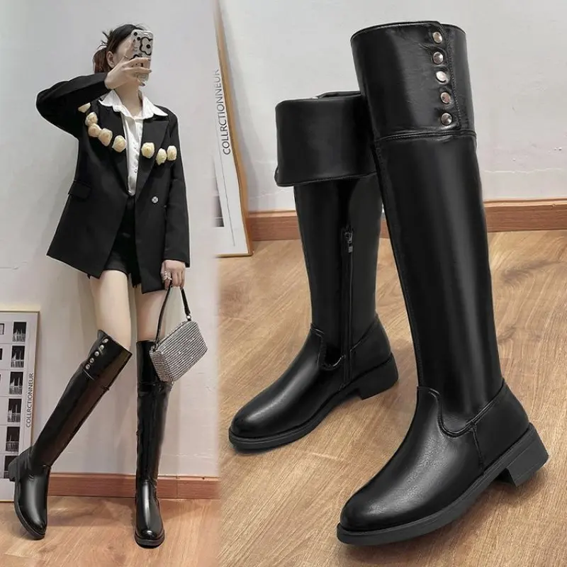 Autumn 2024 Women's Over-the-knee Boots Side Zipper Skinny Black Sexy Nightclub Boots Fashion Casual Women's High Boots New