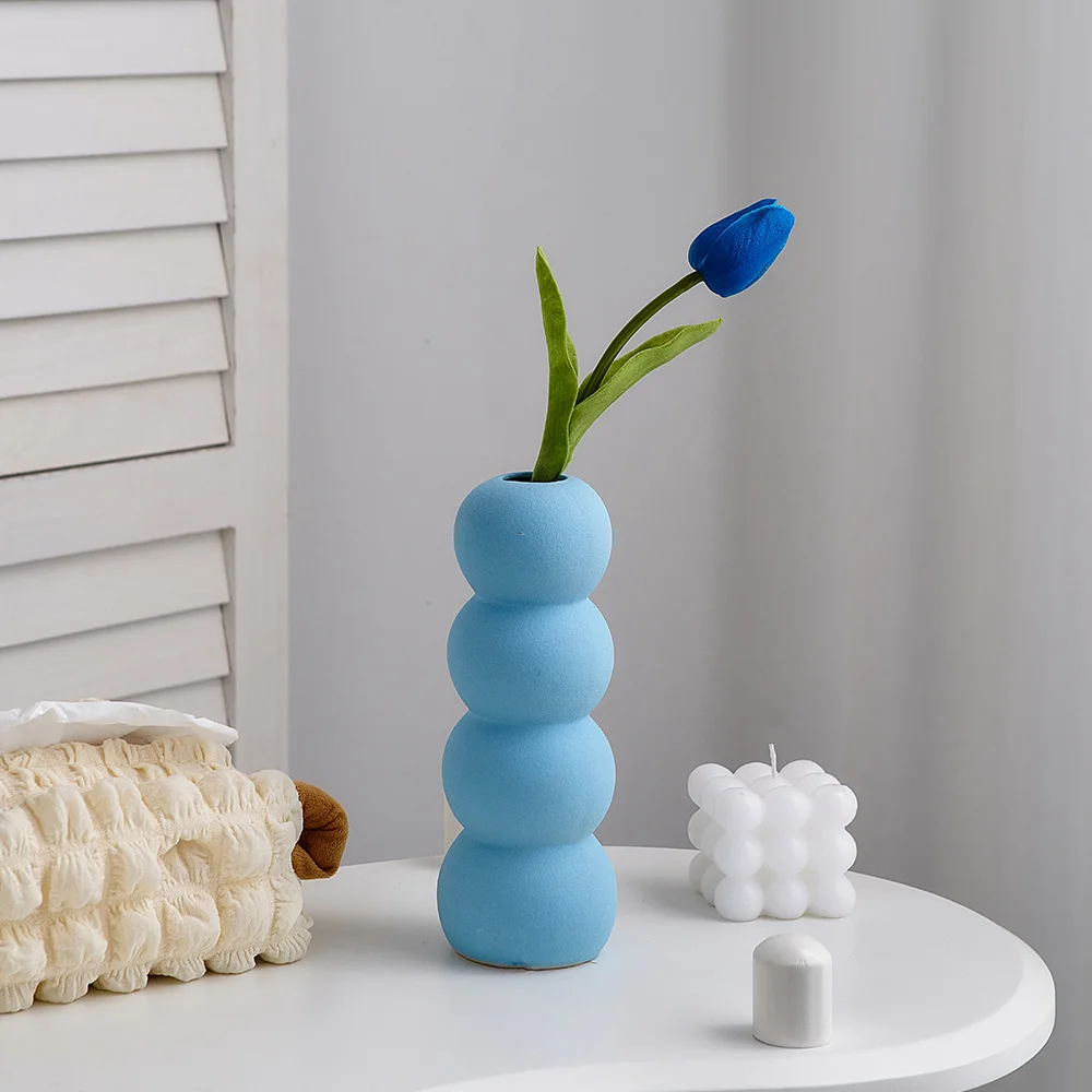 

Minimalism Morandi Color Bubble Ceramic Vase Nordic Home Room Decor Artistic Dried Flower Vase Office Decoration Desk Ornaments
