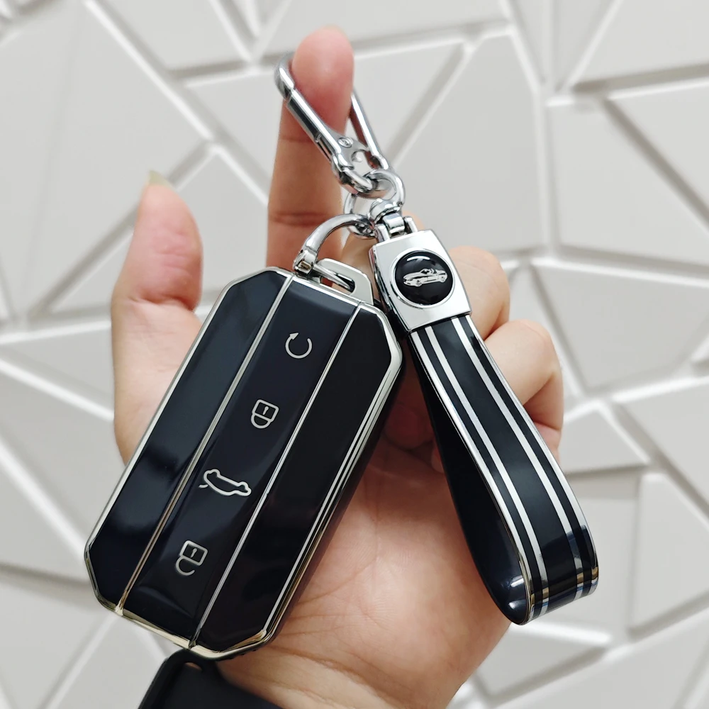 Soft TPU Car Key Case Cover Protector Shell and Keychain Accessory Holder
