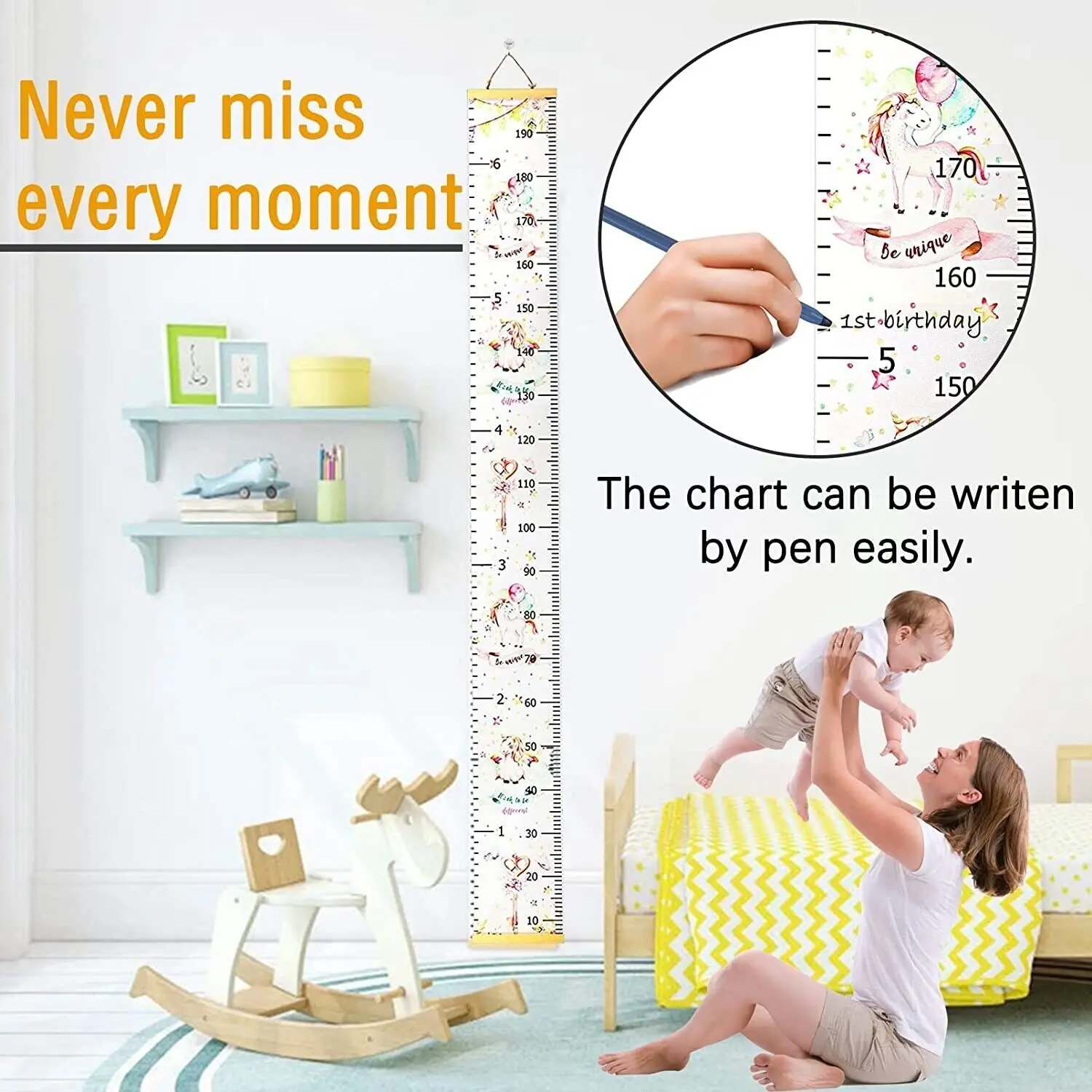Kids Growth Chart Child Height Measurement Wall Hanging Rulers Room Decoration
