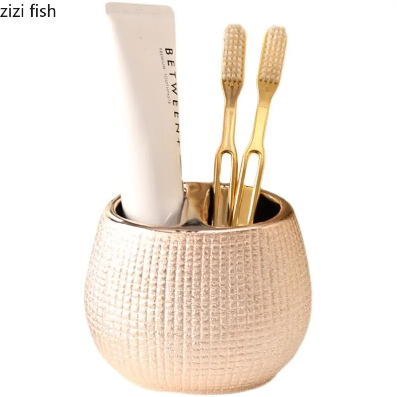 Rose Gold Ceramic Lotion Bottle Mouthwash Cup Toothbrush Holder Home Bathroom Accessories Set Shampoo Body Wash Bottle Soap Dish bathroom accessories set
