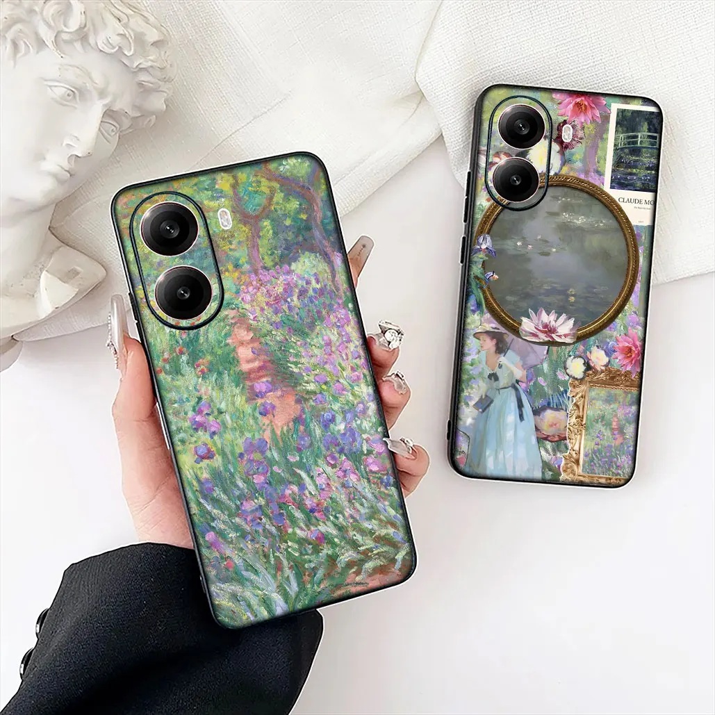 Claude Monet Impressionism Waterlily Cat Art Phone Case Cover