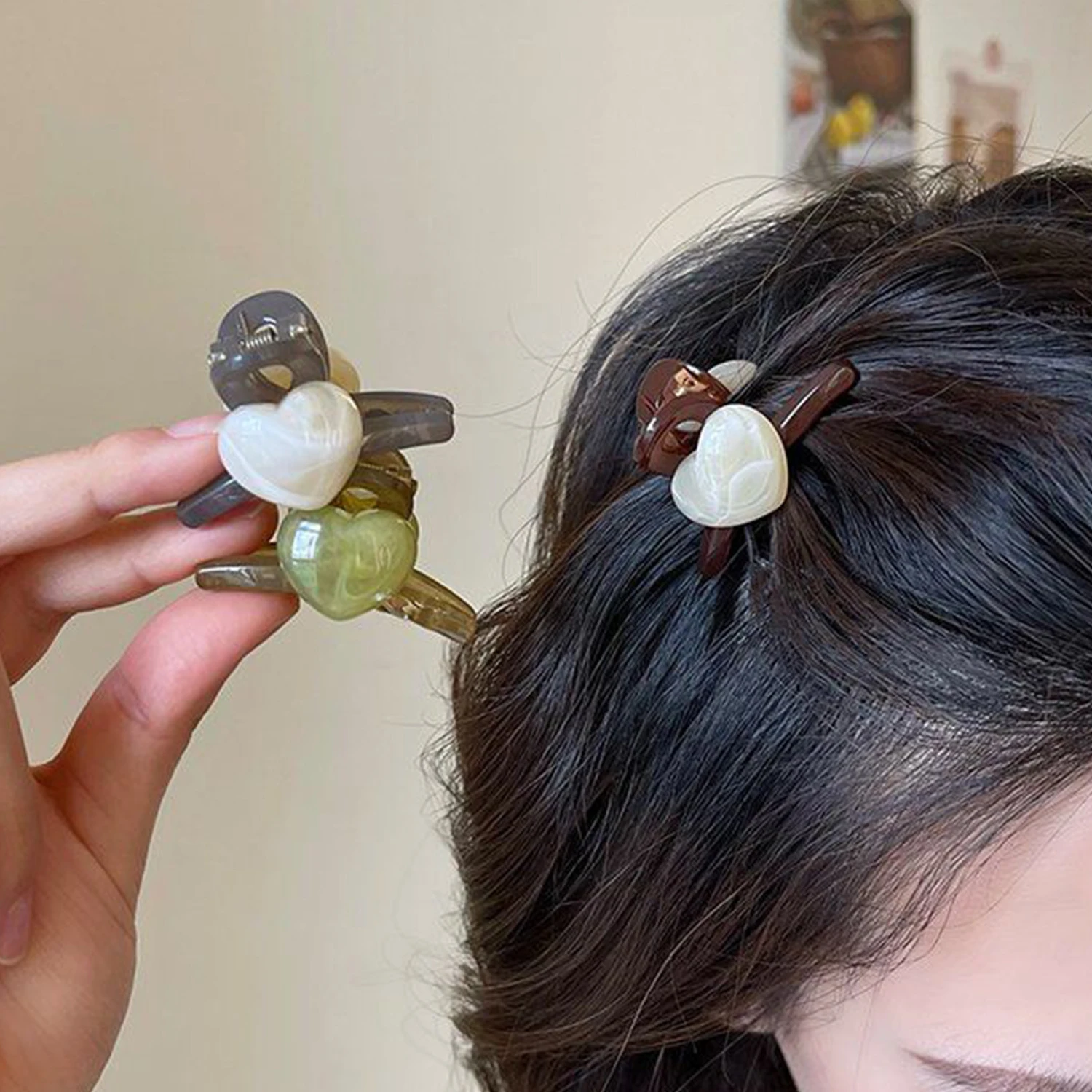 Garra Para el pelo con forma de corazón para niña, horquilla bonita para el pelo, accesorios para el cabello