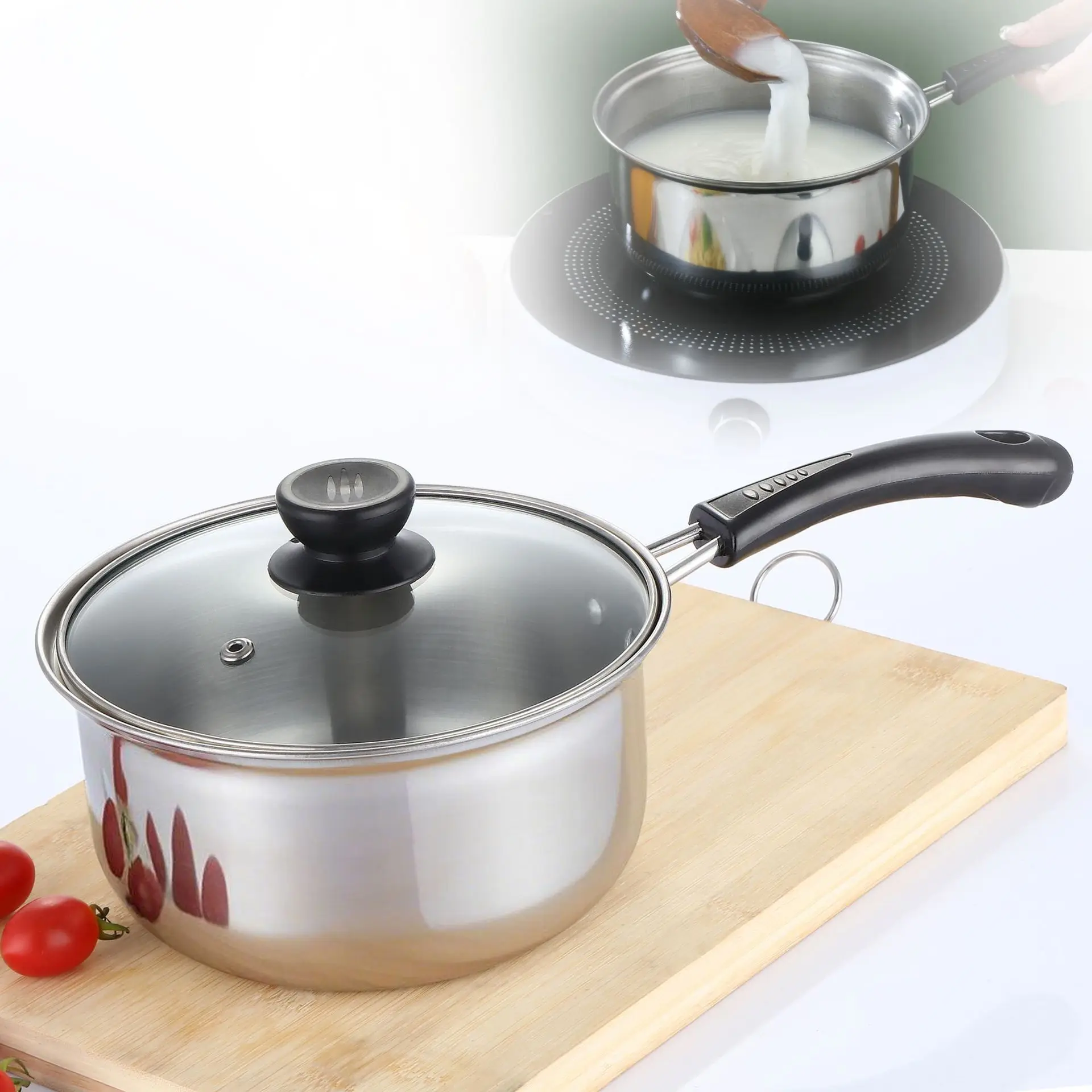 Small Milk Pot Stainless Steel 18cm Baby Food Pot Noodle and Milk Non Stick Induction Cooker Double Ear Soup Pot Small Milk Pot Stainless Steel 18cm Baby Food Pot Noodle and Milk Non Stick Induction Cooker Double Ear Soup Pot