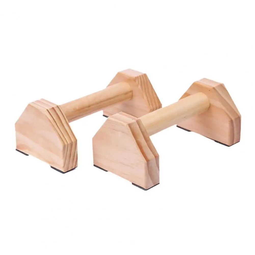 Push-up Bar Compact Parallettes Bar Pine Wood Clear Texture  Great Impact Resistant Push Up Stands