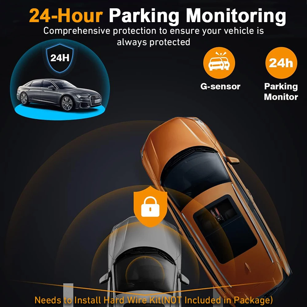 WIFI 360° DashCam 3/4 Channels Video Recorder 1080P Car DVR 24H Parking Monitor Front Right Rear View Night Vision Black Box