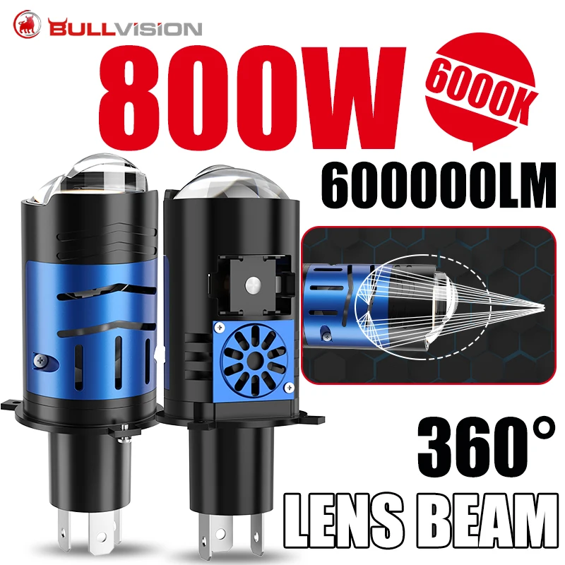Enhanced LED Projector Headlight Bulb - Ultra-Bright, High/Low Beam, Plug & Play, 12V, 6000K