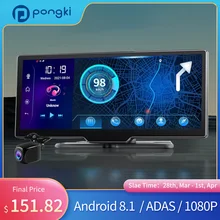 Pongki Car Dvr Dash Cam Android RAW 4G ROW 32G 1080P Q98s videoregistratore ADAS 24H monitoraggio parcheggio navigazione GPS a doppia lente