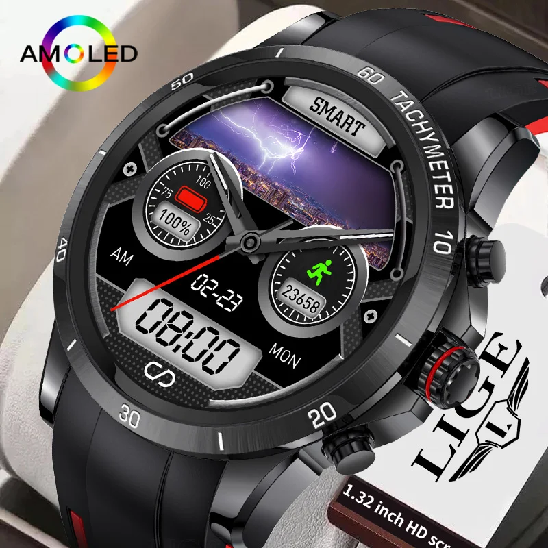 

LIGE Smart Watch For Men Full Touch Screen Bluetooth Call Waterproof Watches Sports Fitness Tracker Smartwatch Man Reloj Hombre