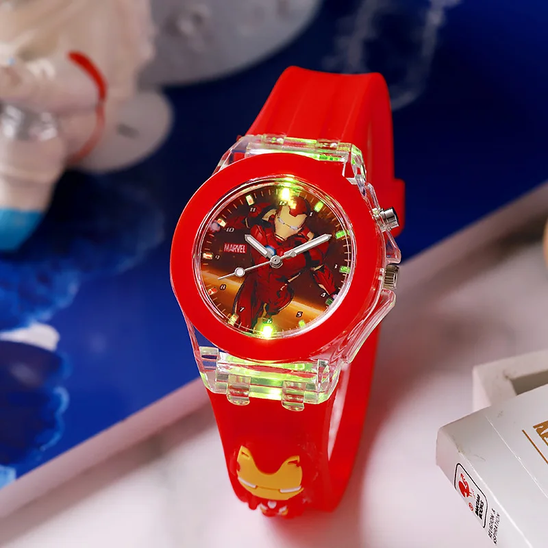 3D Spiderman Kids' Flashlight Watch – Cartoon Character Quartz Clock