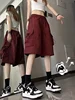 High Waist Wide Leg Workwear orts Women's Thin American Casual Design Sensation Sport Five-Point Pants Polyester Fiber