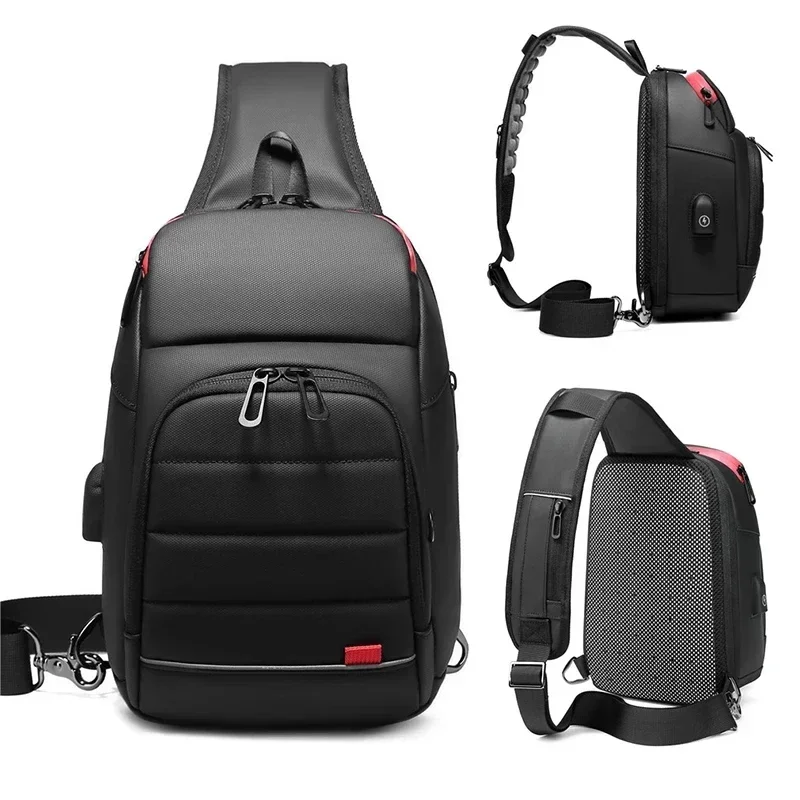 Waterproof Messenger Bag with USB Charging for Men