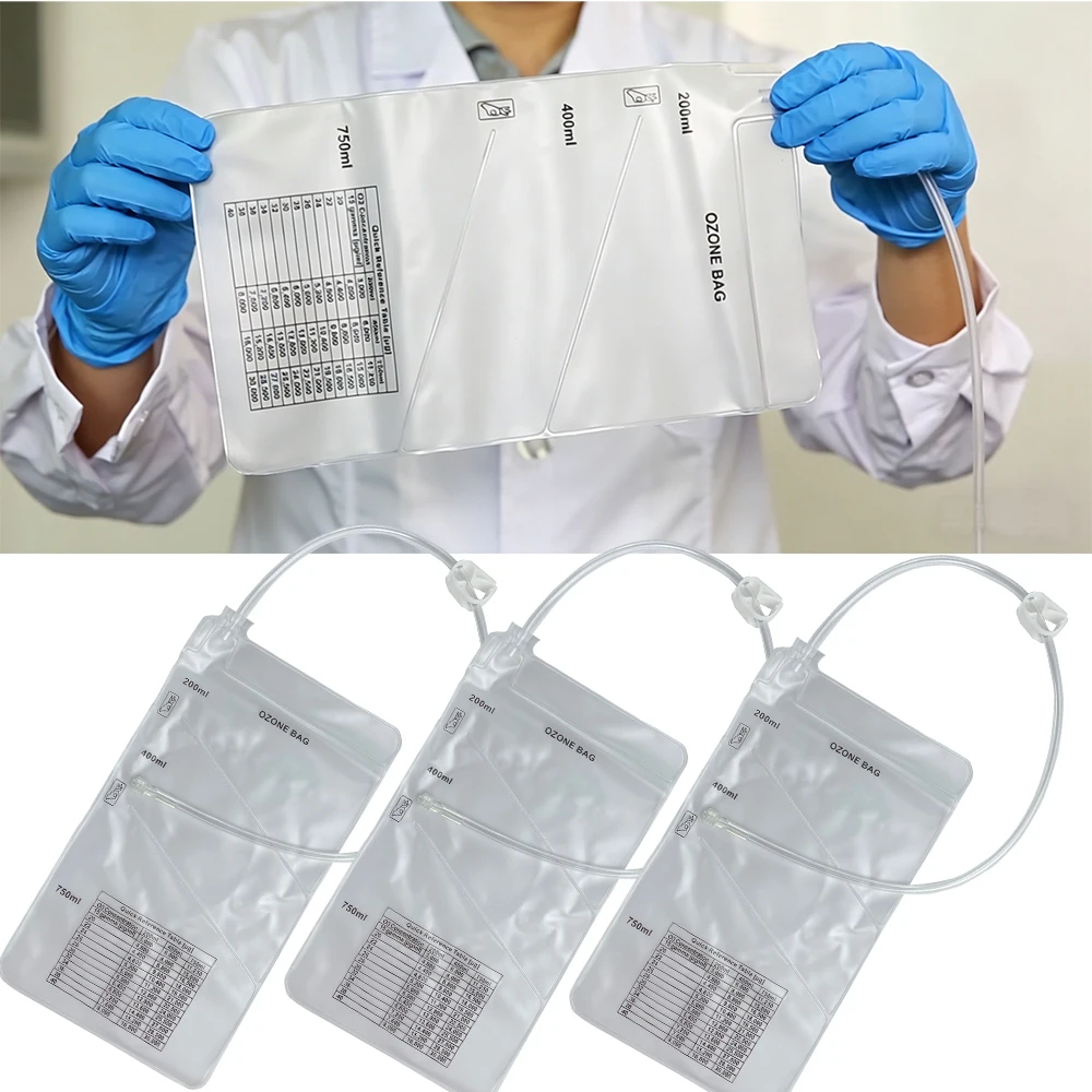 의료용 오존 주입 저장 백 3챔버 200ml 400ml 750ml 루어 커넥터 포함