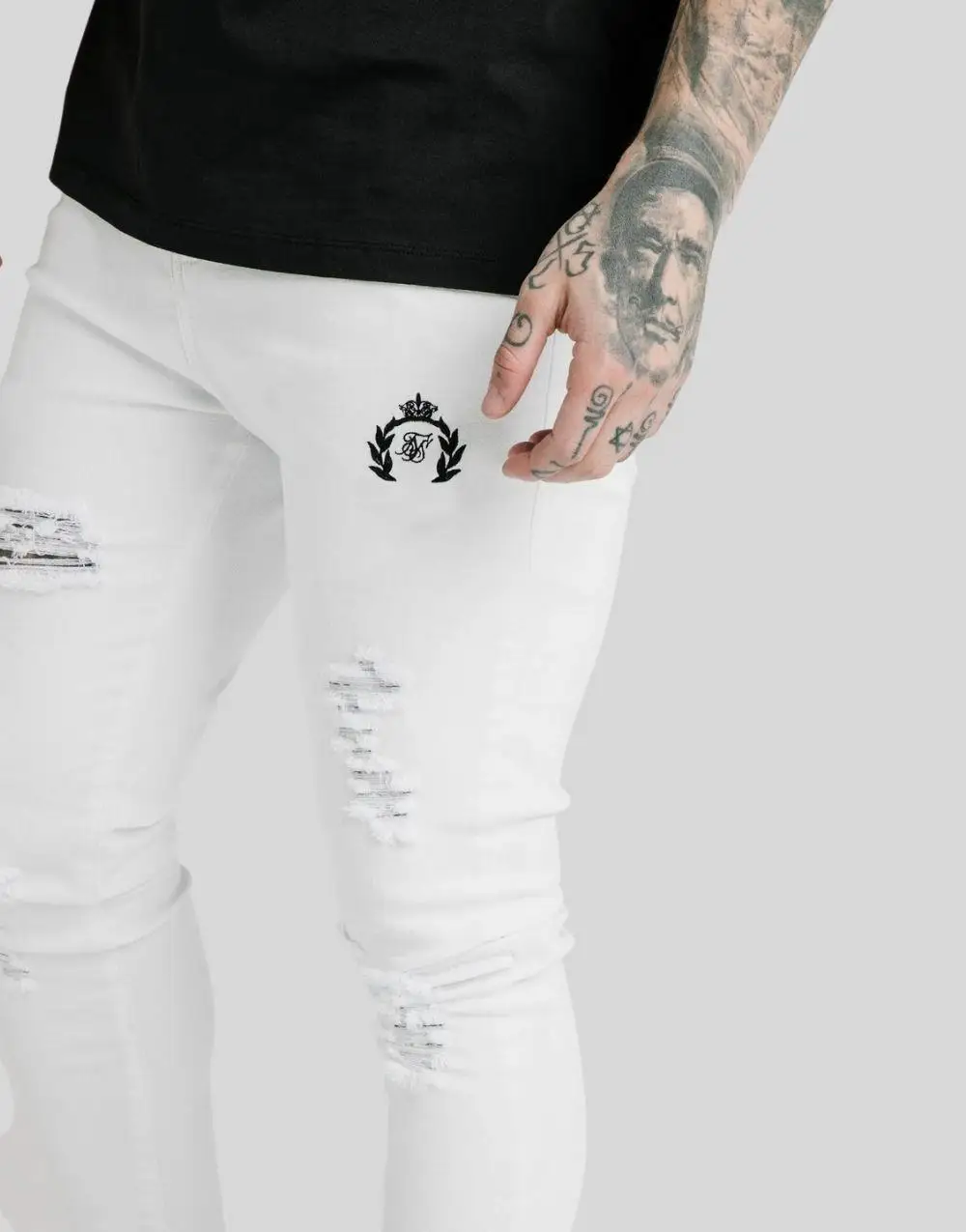Celana Jeans Pria Putih Ketat SikSilk 
