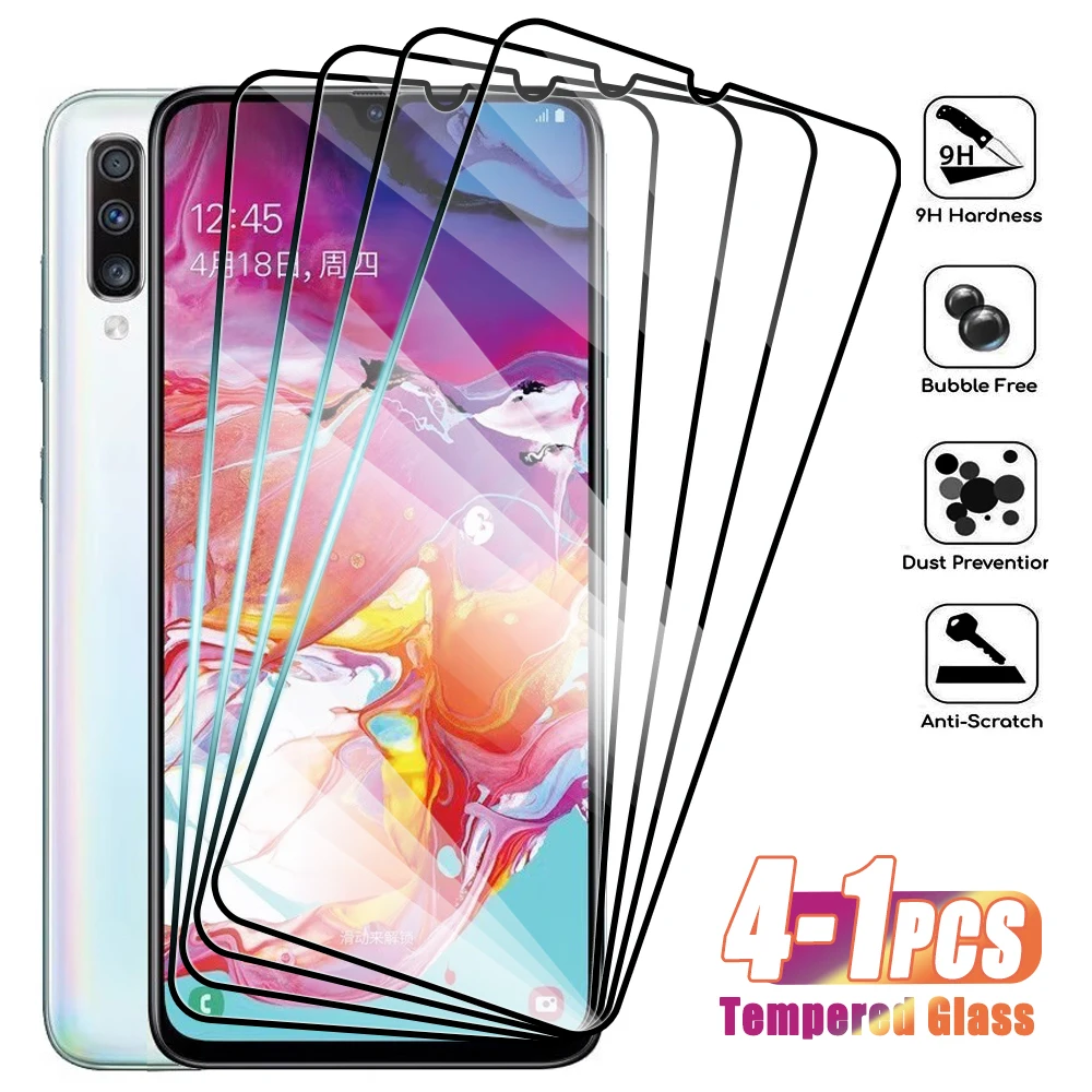 4-1 Stück gehärtetes Glas für Samsung Galaxy A90 A80 A70 A60 A50 A40 A30 A20 A10 Displayschutzfolie auf Samsung A10S A20S A50S 4G