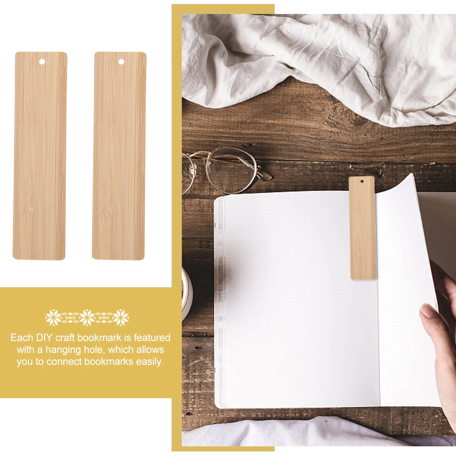 10 Pcs Bulk Wedding Decor DIY Bamboo Wood Bookmark Blank Decoration Craft Tag Gift Child