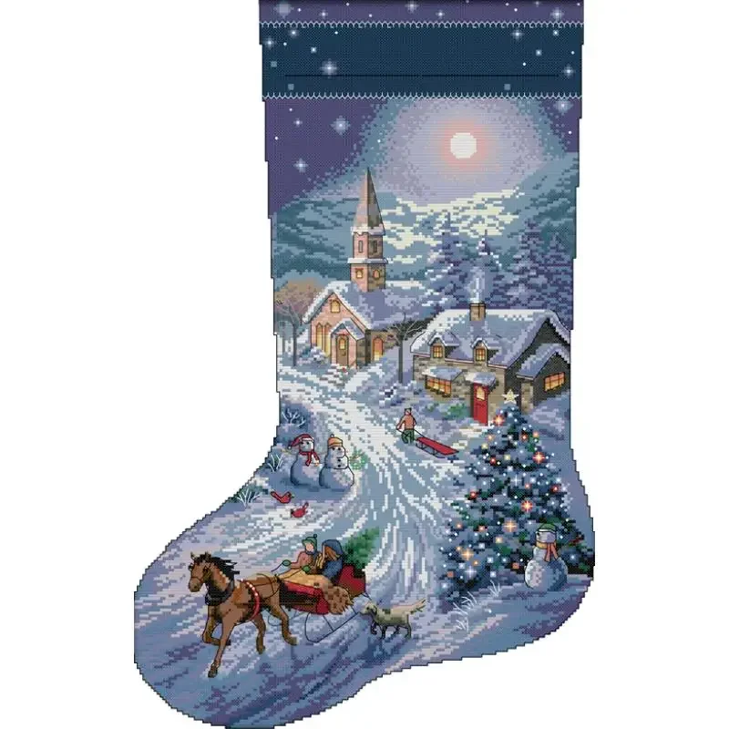 Festive Cartoon Pattern Cross Stitch Kit - DIY Embroidery Home Decor Gift Set