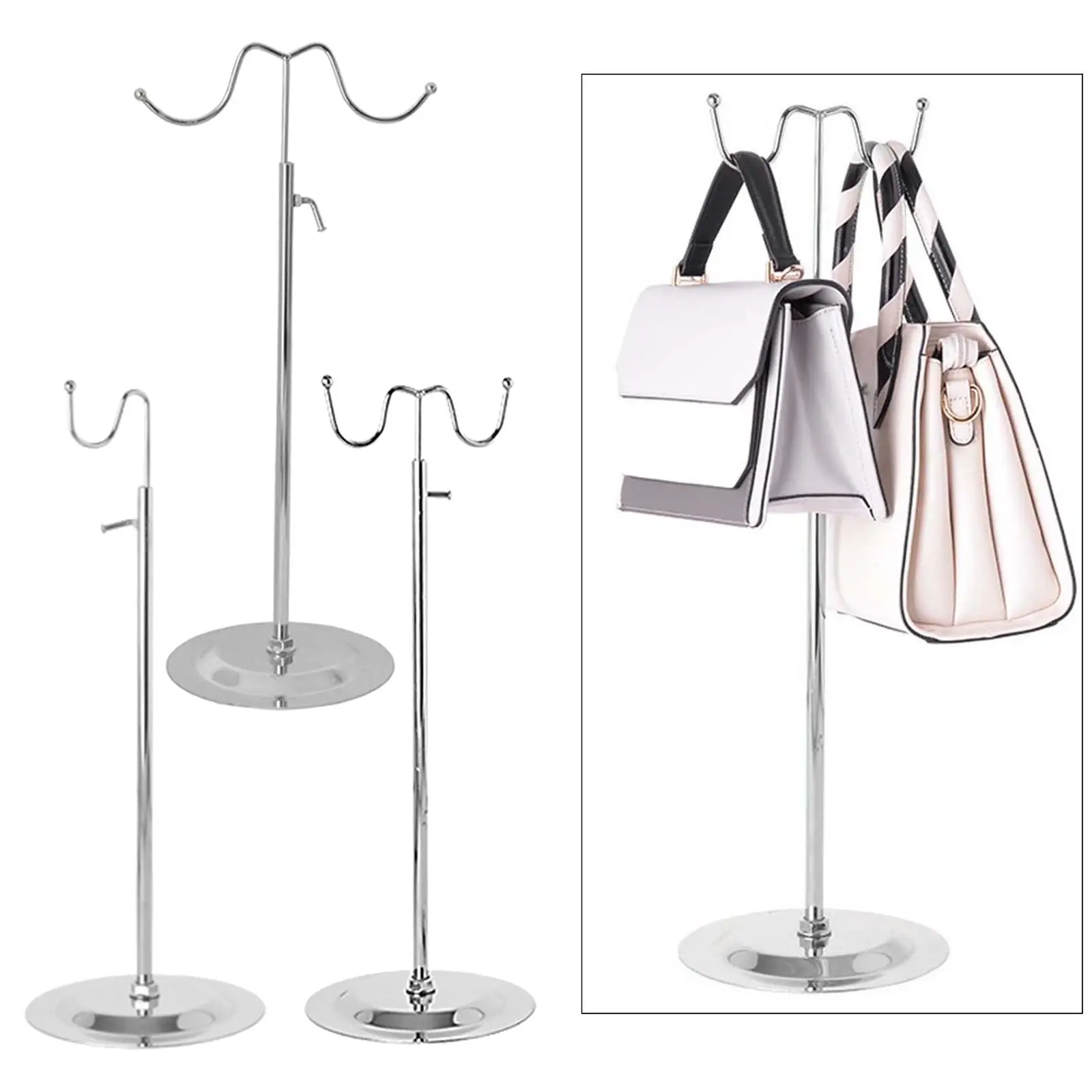 Adjustable Stainless Steel Handbag Display Rack Wallet Purse Stand Shoulder  Bags Organizer Hanging Hook Holder Retail Countertop - AliExpress