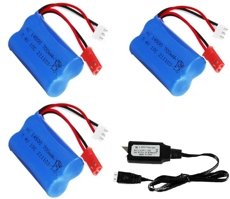 2S 7.4V 700Mah 14500 Batteria Agli Ioni Di Litio Jst Plug/Usb Per Pistola Gel D'Acqua Blaster R/C Giocattoli Stunt Cars R/C Auto Batteria Ricaricabile