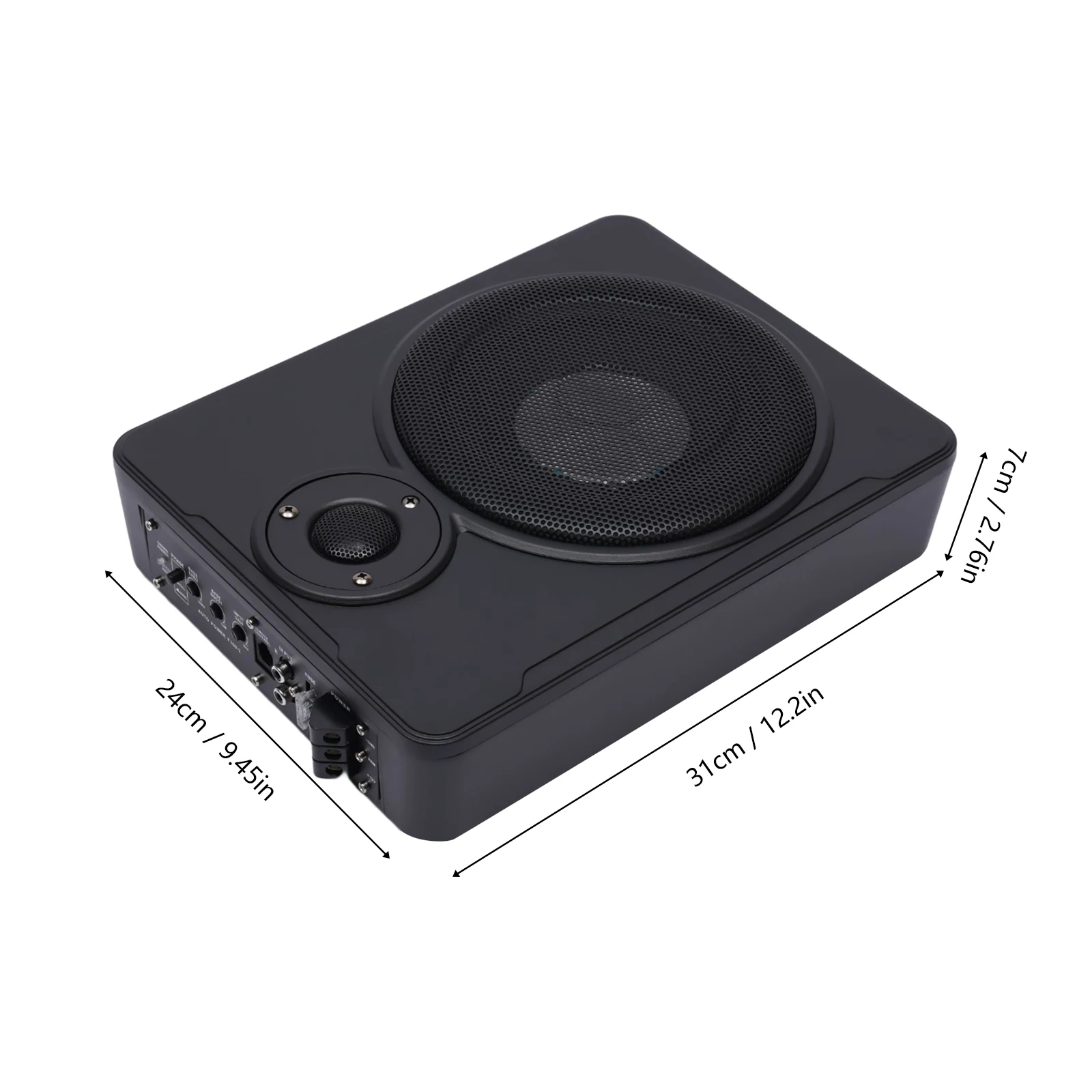 8 Inch Ultra Thin Car Subwoofer Active Under Seat Car Active Subwoofer Bass + Slim Metal Cover 12V 600W