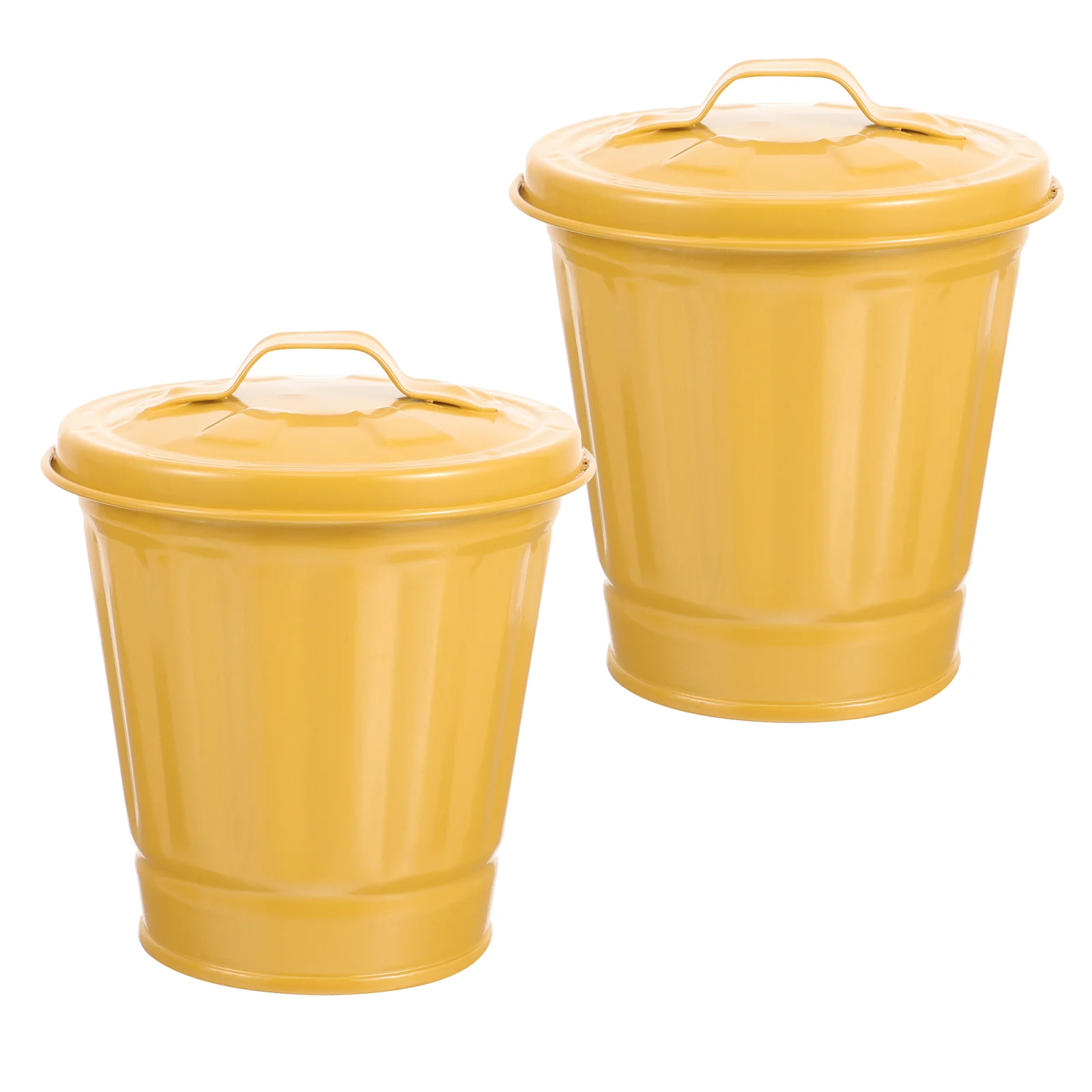 

Mini Waste Garbage Can Lid Countertop Trash Bin Table Waste Paper Basket Wastebasket Pen Pencil Holder Pot Office Bedroom Yellow