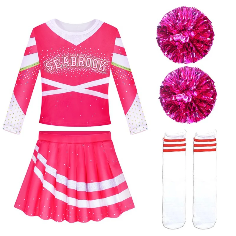 

Girls Kids Halloween Cheerleader Costume Winifred Sanderson Zombies 3 Addison WOMEN Cosplay Sets Children Cheer Leader Outfits