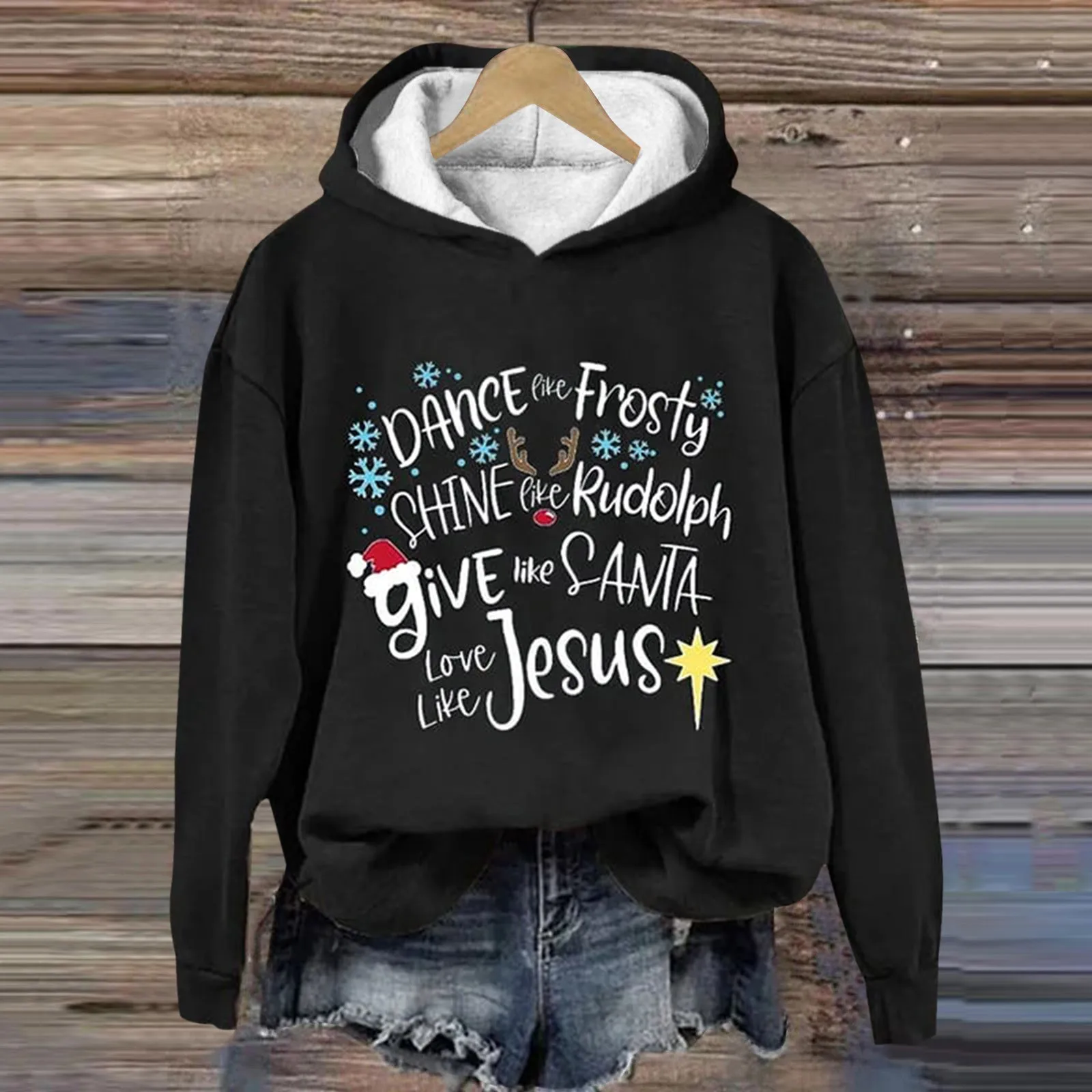 

Women's Merry Christmas Printed Sweatshirt Fleece Hoodies Long Sleeve Shirts Pullover Fall Korean style Sports 90s