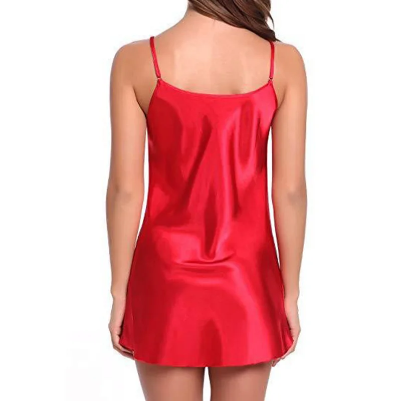 New Sexy Sleepwear Women Lace Silk Satin Night Dress Sleeveless Nighties V-neck Nightgown Nightdress Nightwear Sleepwear