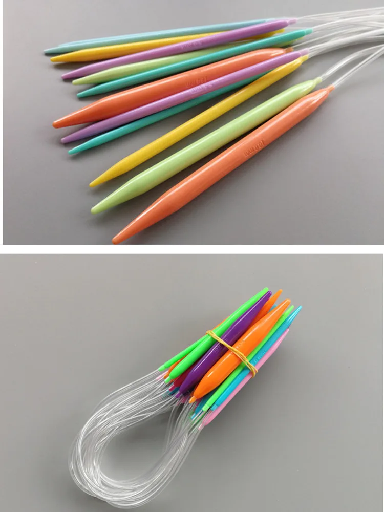 Multicolor Plastic Circular Tube Knitting Needles Kit Sweater Needle Set 12  Pcs (40cm)