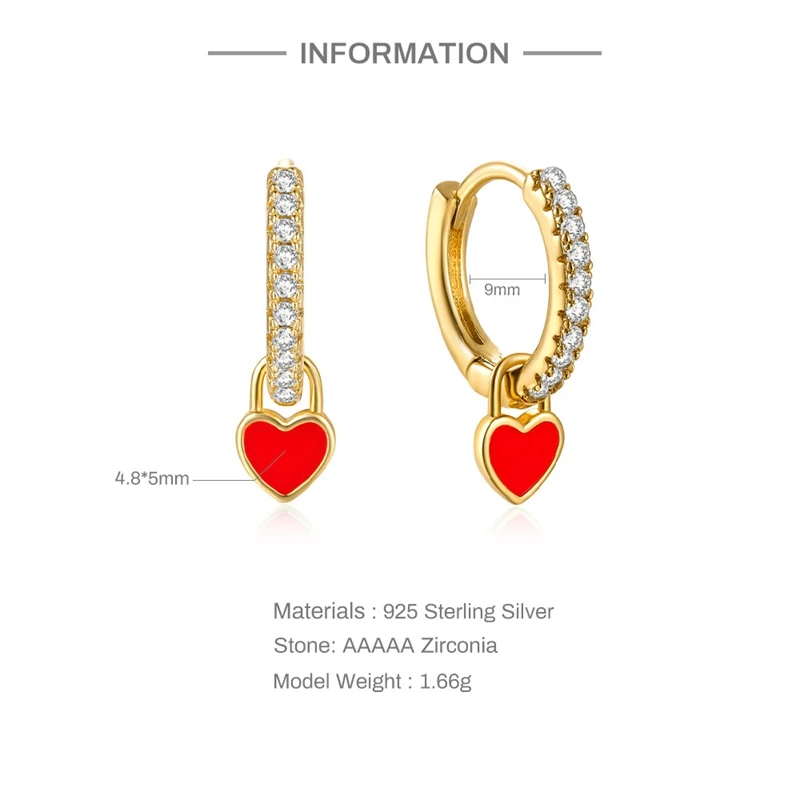 LENNIK 925 Sterling Silver Pendientes Ear Buckle Colorful Lover Heart Enamel Hoop Earring For Women Fashion Jewel Birthday Gifts 2