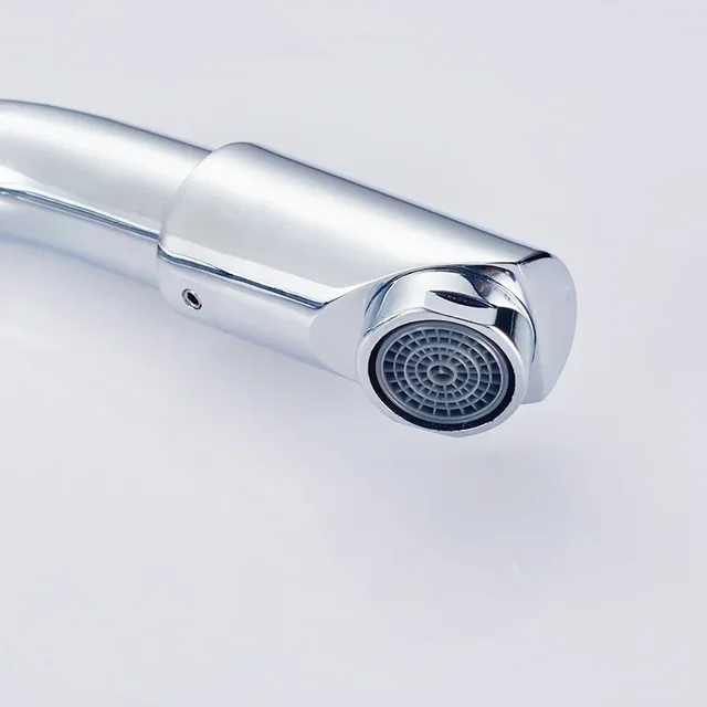 ก๊อกน้ำอ่างล้างหน้าแบบโครเมียม ก๊อกผสมอเนกประสงค์สำหรับห้องน้ำ ก๊อกน้ำอ่างล้างหน้าแบบผสมน้ำร้อนน้ำเย็น ก๊อกน้ำแบบมือจับเดี่ยวติดตั้งบนเคาน์เตอร์ 6