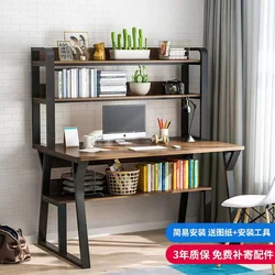 Table d'ordinateur en bois et acier, 100cm, pour la maison, le bureau, la salle d'étude, avec bibliothèque 