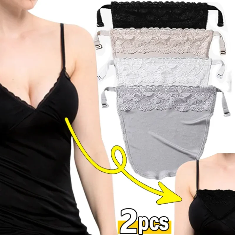 Camisole Women Lace Silk Cleavage Cover Up Color Breathable Invisible Easy Clip-on Mock Bras Wrapped Chest Bandeau