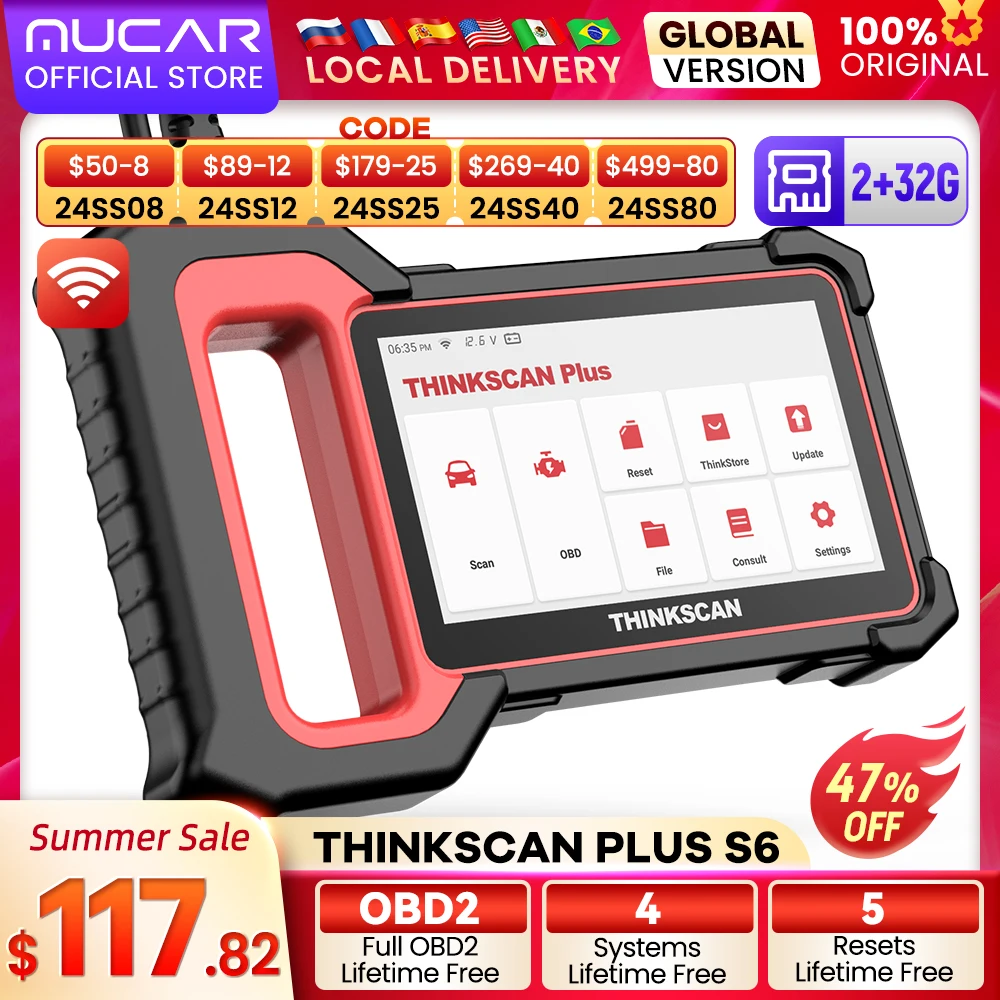 Thinkcar THINKSCAN Plus S5 S6 Car Diagnostic Tools OBD2 Automotive Scanner Mulit-system Obd 2 Code Reader Scanner For Auto