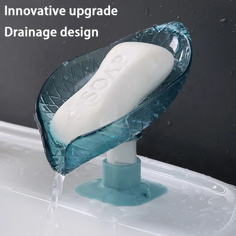 Soap Holder 1pcs Drain Soap Holder Leaf Shape Soap Box Suction Cup Tray Drying Rack for Shower Sponge Container Kitchen Bathroom Accessories