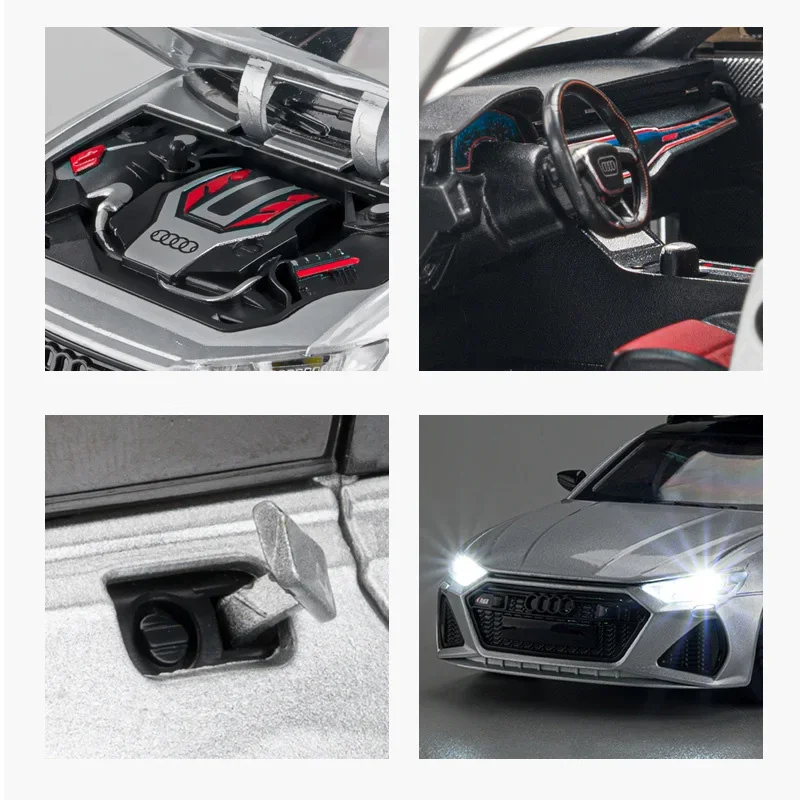 1:24 Audi RS6 TRAVEL EDITION High Simulation Diecast Metal Alloy Model car Sound Light Pull Back Collection Kids Toy Gifts 6