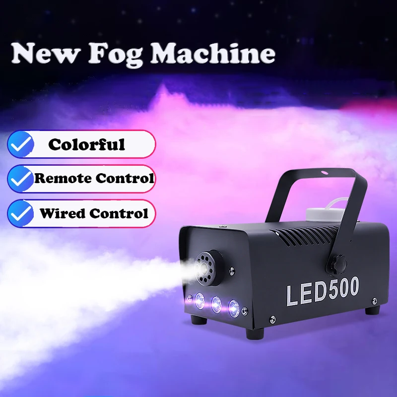 

Professional Fog Machine 500W RGB Led Lights with 2000cfm Huge Fog Wired Remote Control Smoke Machine for DJ Party Wedding Shows