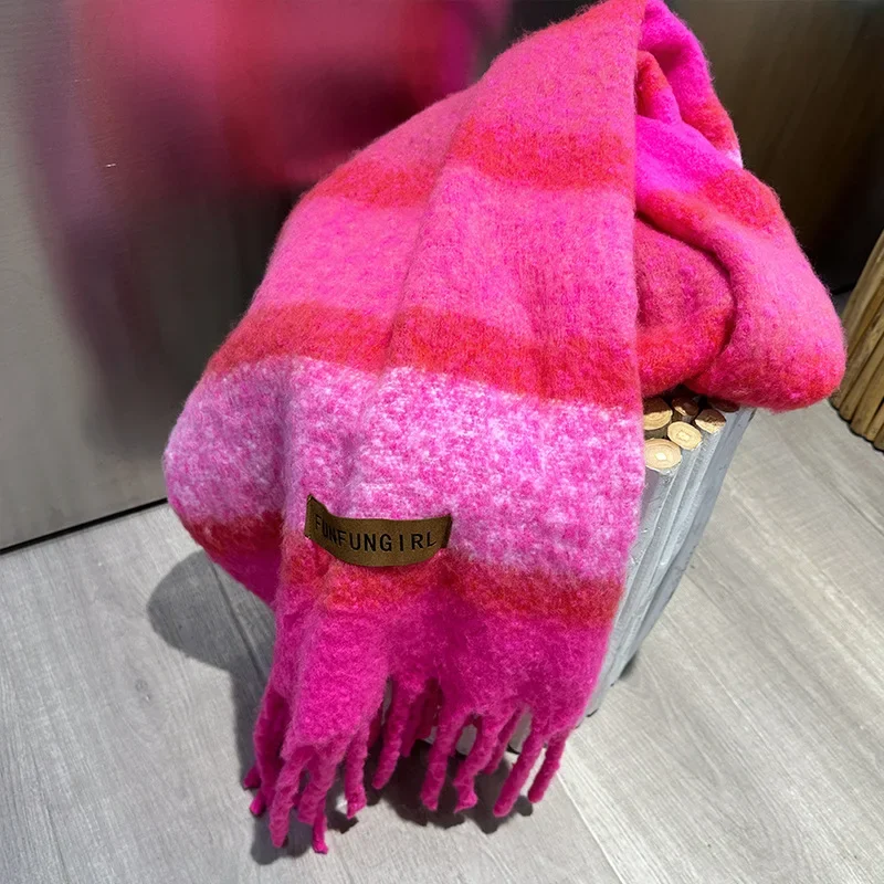 New Fashion Mohair Scarf Women Men Autumn Winter Thick Soft Warm Muffler High Quality Versatile Imitation Cashmere Shawl Female