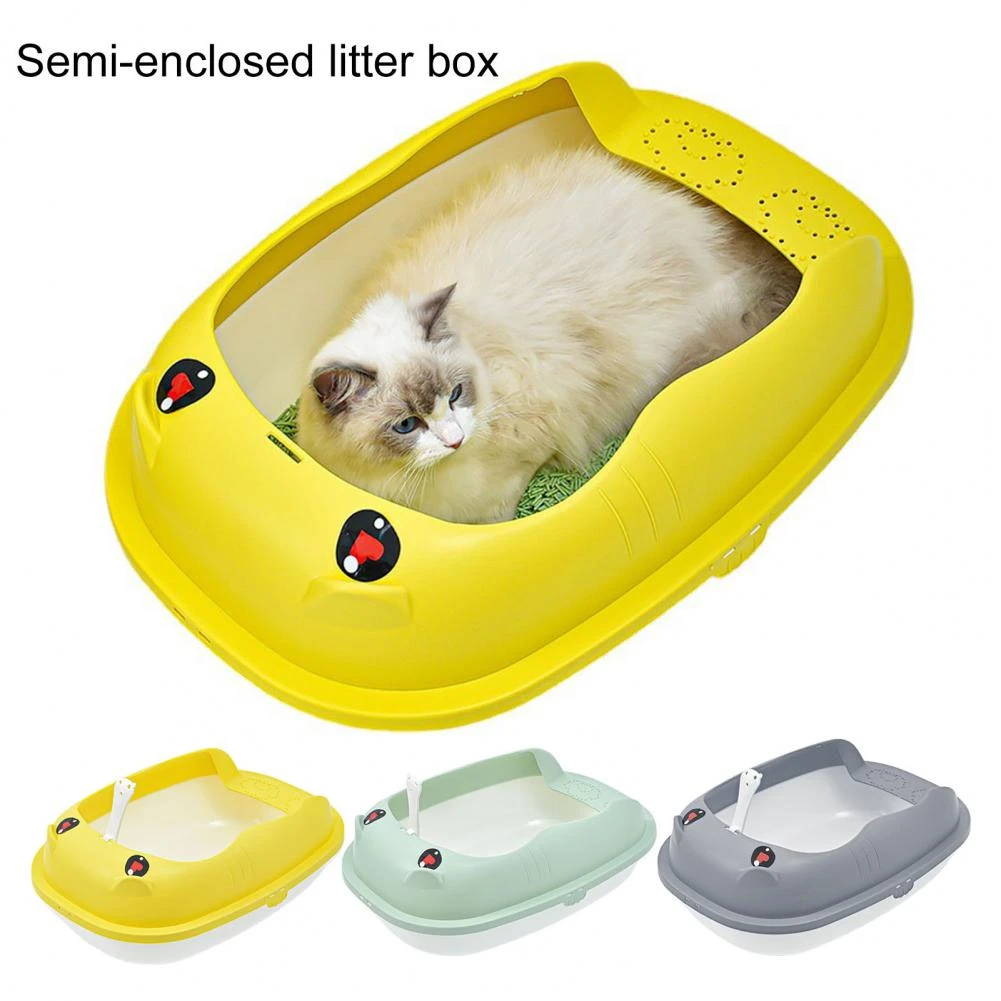 Toilet Tray 1 Set Cat Litter Box Semi Enclosed Large Space Pet Cat Litter with Litter Shovel