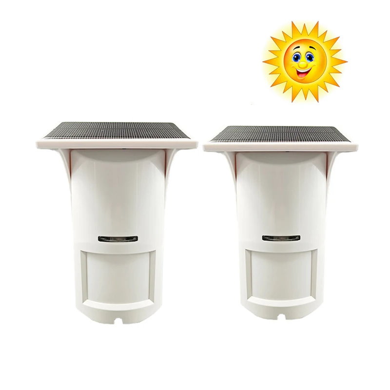 

2pcs 433MHz EV1527 Wireless Outdoor Solar Power PIR Motion Sensor Pet Immnue 15KG Anti-tamper Wireless distance 200 Meter