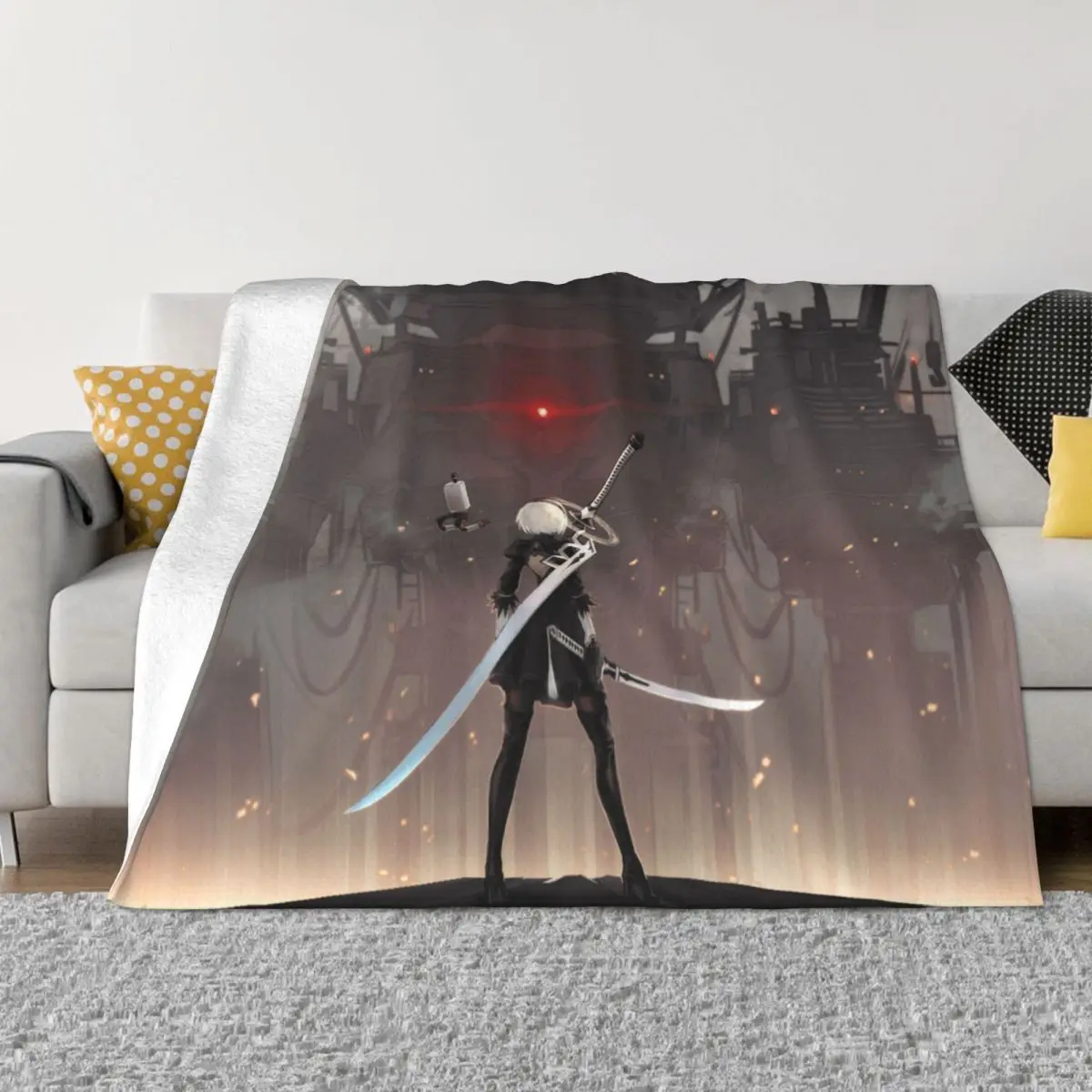 

Game NieR Automata Knitted Blanket Flannel YoRHa 2B Lightweight Thin Throw Blanket for Bedding Couch Bedspread