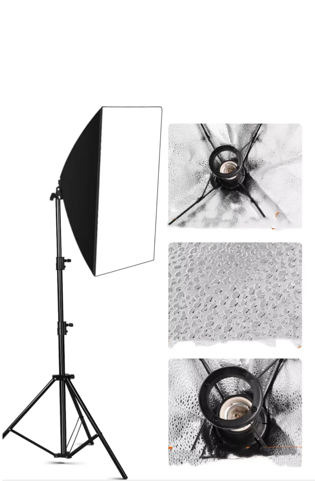 Description Picture 2 of itemBroadcast Light 50x70CM Four Lamp Softbox Kit Photographic Lighting With Bulb Soft Box Photographic Lightings Camera Accessories