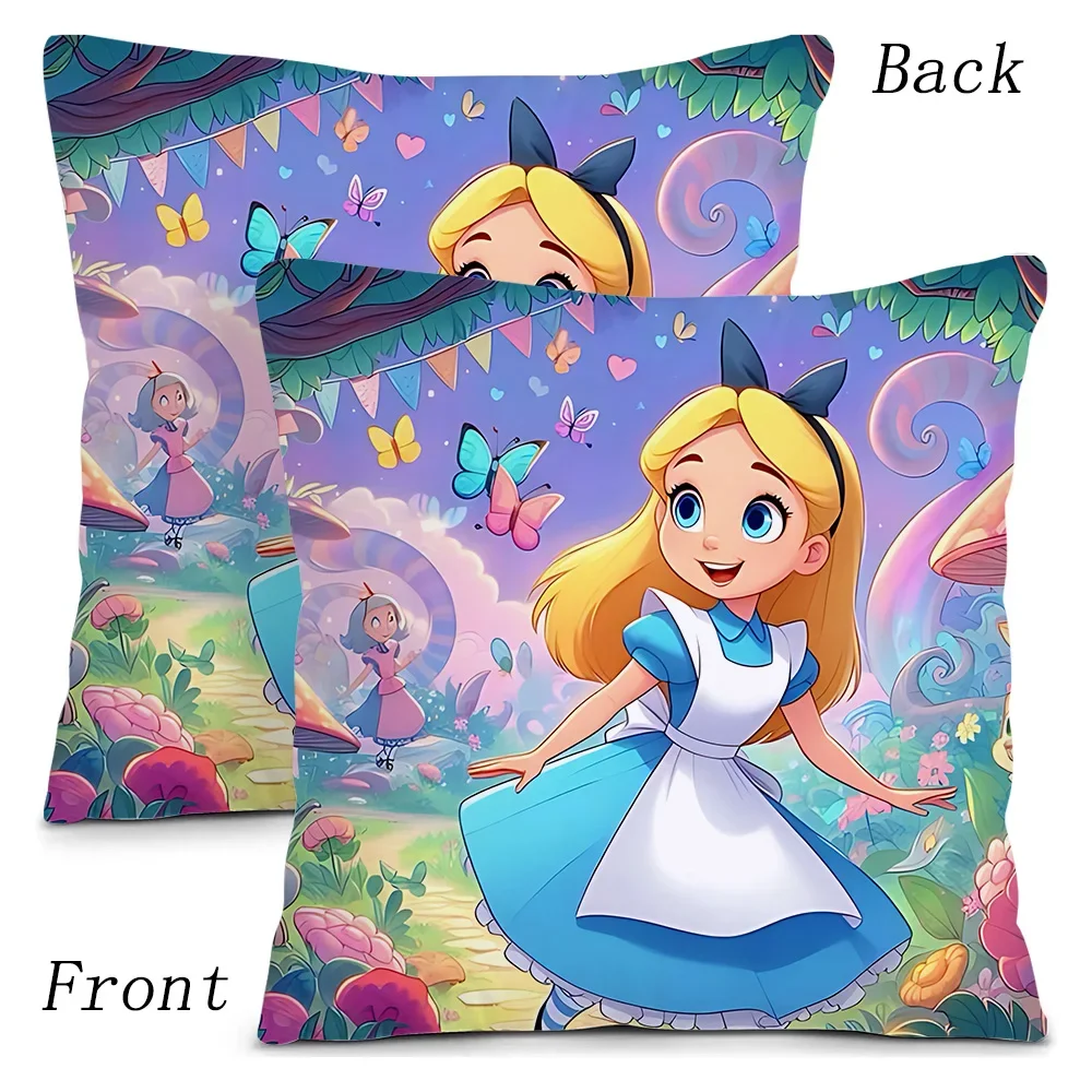 Pillow Covers Cartoon Alice in Wonderland Sofa Decorative Double-sided Printing