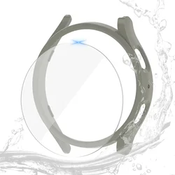 Durable Waterproof Protective Glass Case with Screen Protector for Galaxy Watch 5 44mm (Lavender Grey)
