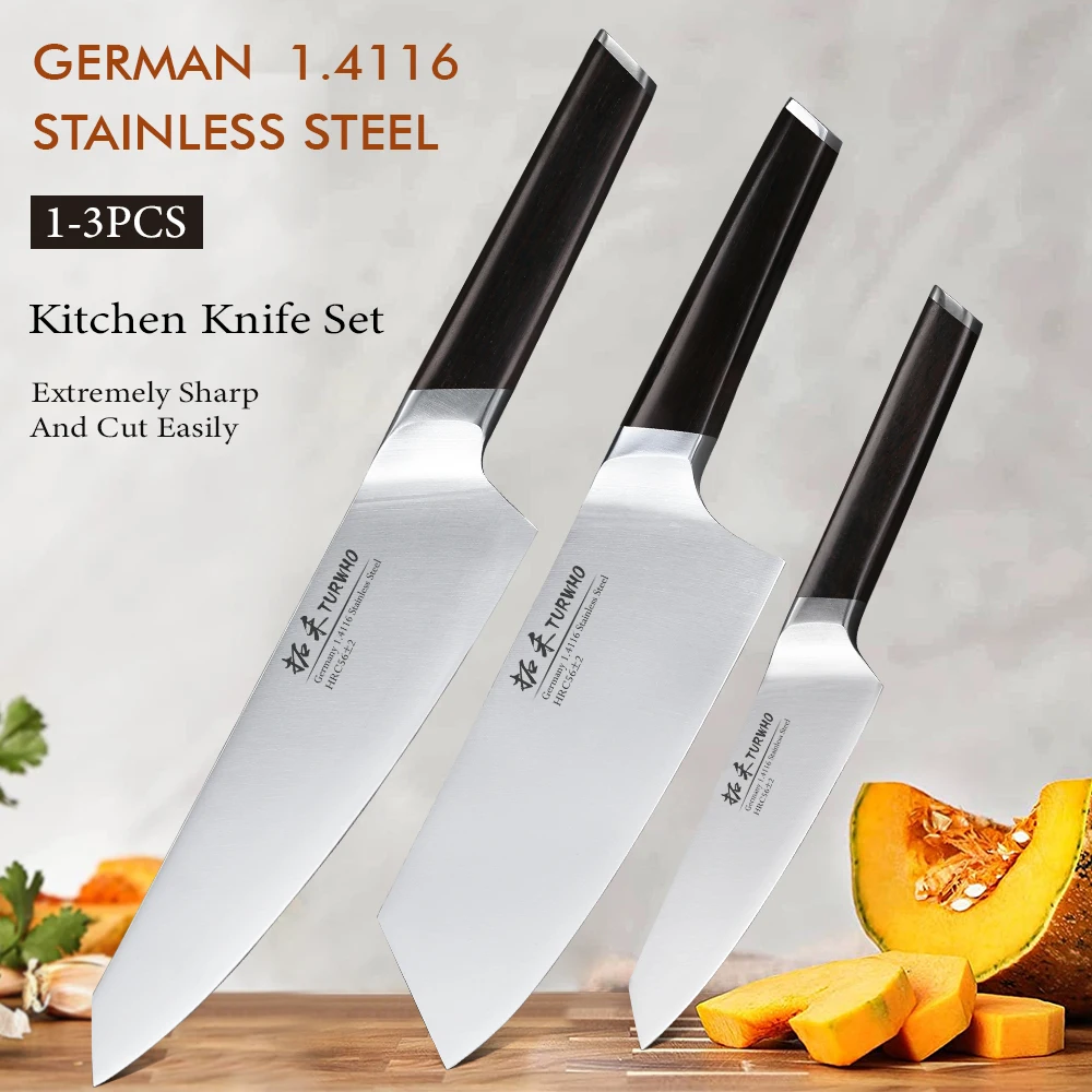 1-3 PCS Kitchen Knives Set German 1.4116 High Carbon Stainless Steel Japanese Nakiri Cleaver Slicing Utility Chef Knifes kitchen knives